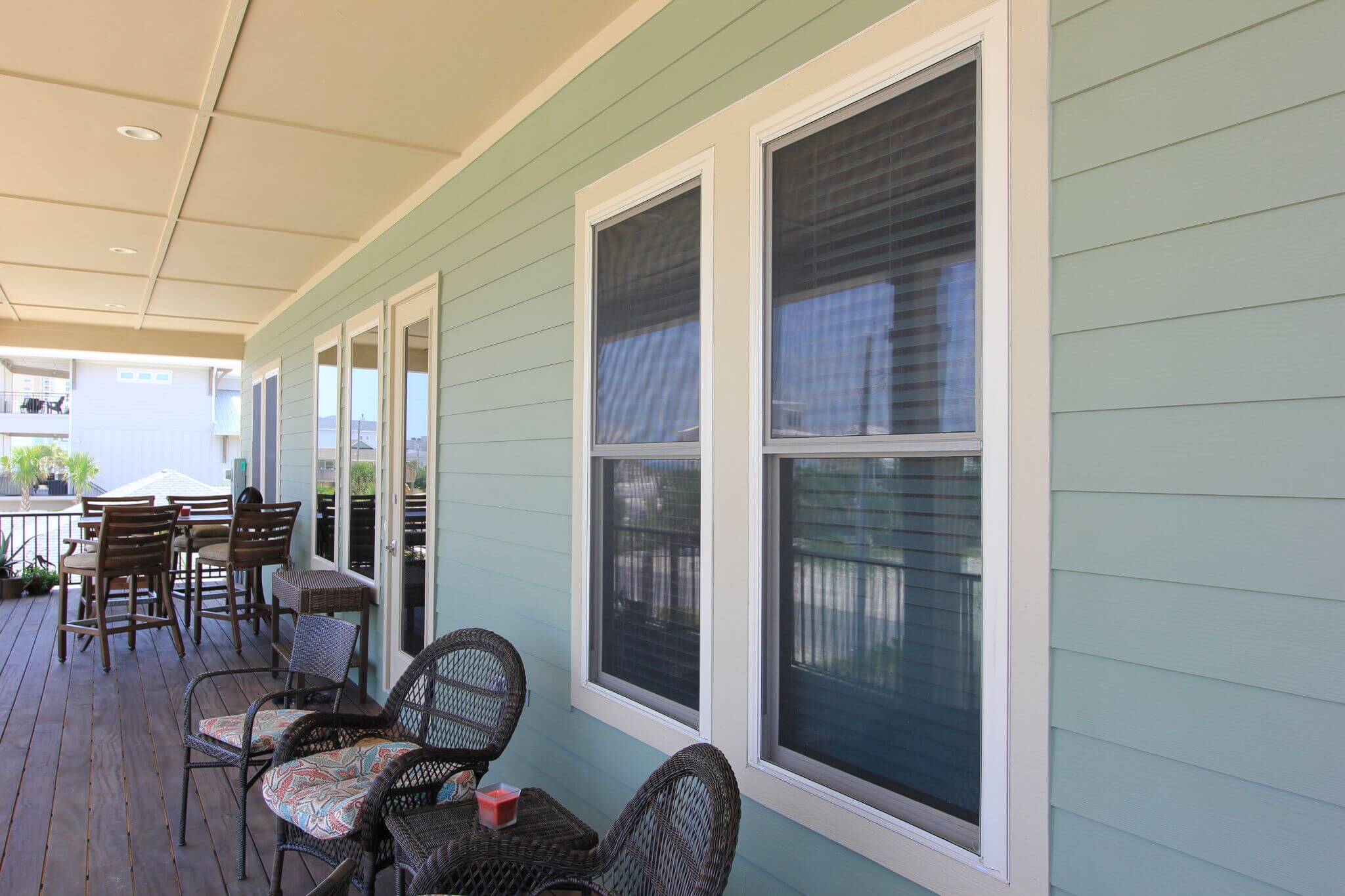Front porch with new vinyl windows