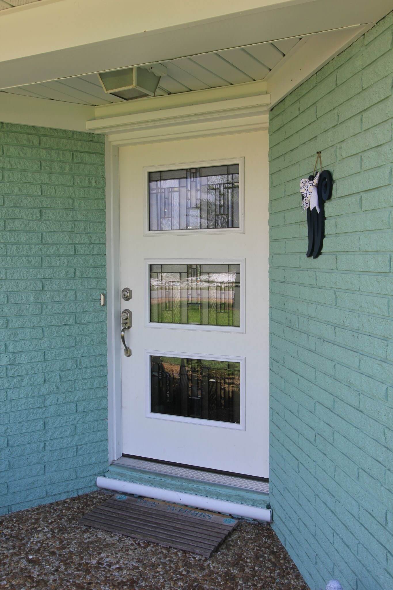 Front door with stained glass inserts